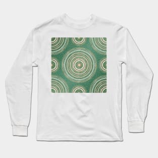 Gold Pink Geometric Doodles Green Gradient Mandala Long Sleeve T-Shirt